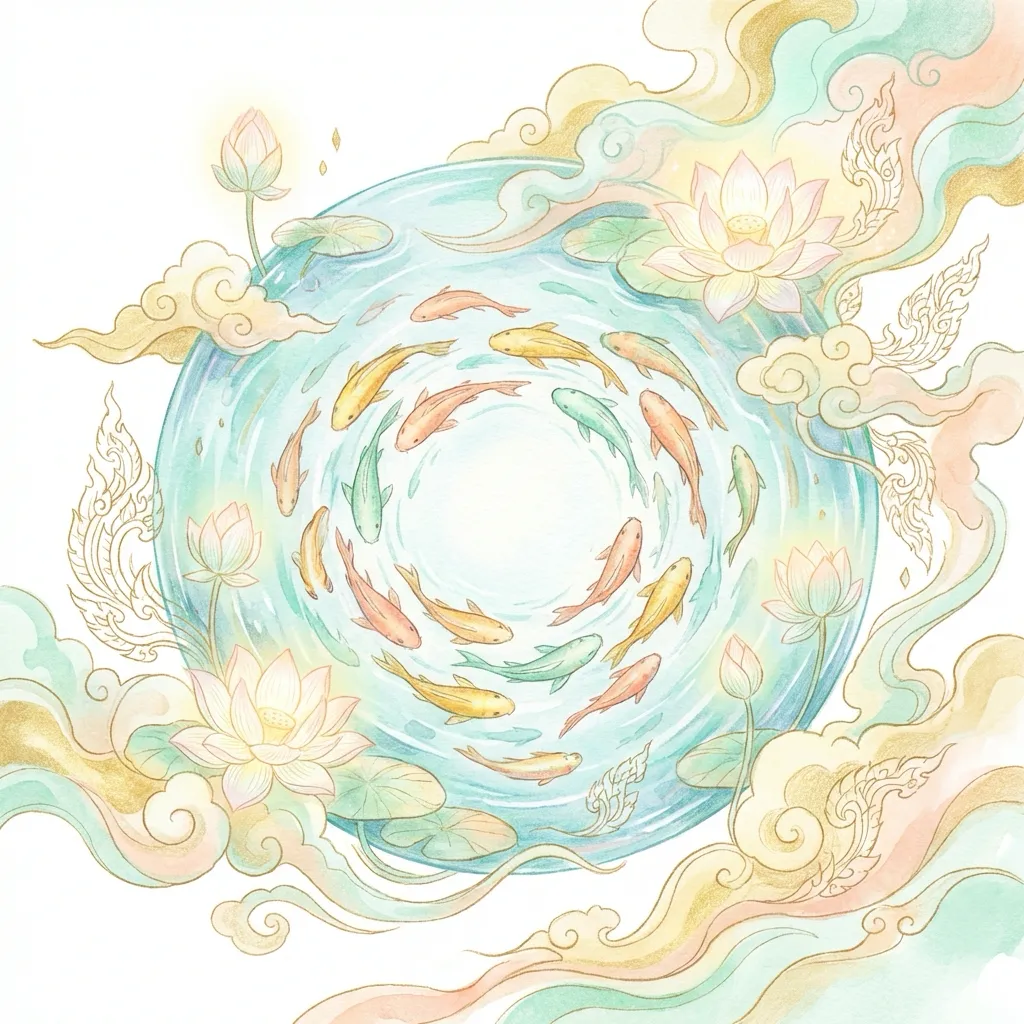Mystical Fish Pond Illustration