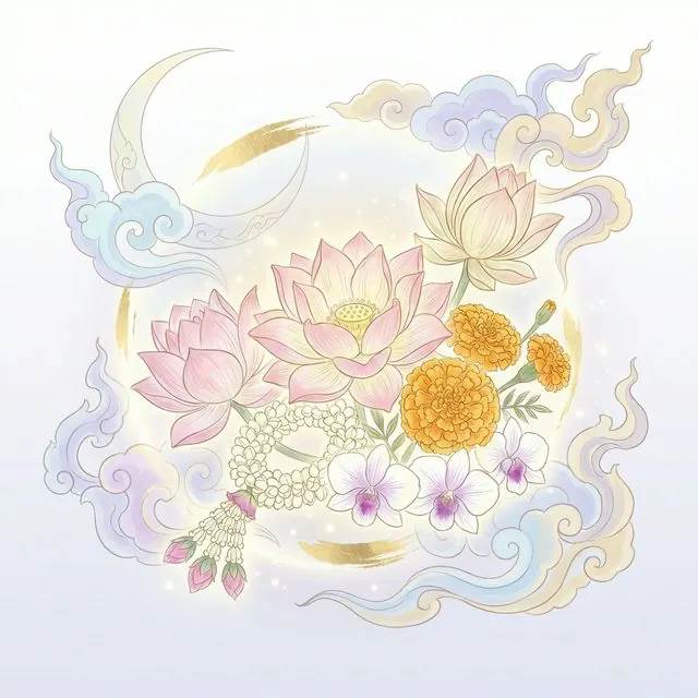 ดอกไม้ไหว้พระ 14 ชนิดและความหมาย ครบทุกองค์เทพ + วิธีจัดดอกไม้และธูปเทียน - เคล็ดลับ | The Daily Mu