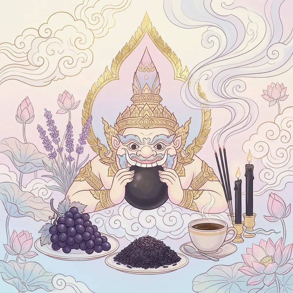 โต๊ะไหว้พระราหูพร้อมของไหว้สีดำ