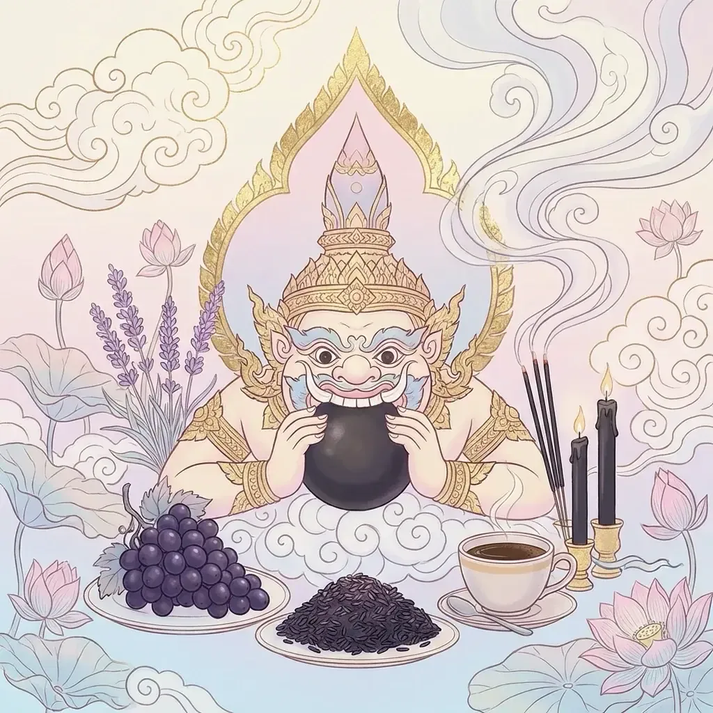 โต๊ะไหว้พระราหูพร้อมของไหว้สีดำ