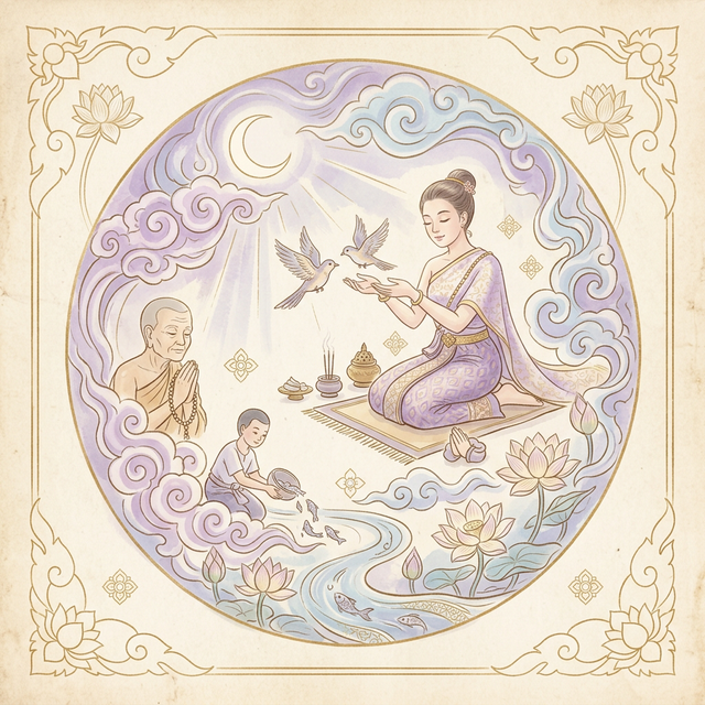 คาถาปล่อยปลา คำอธิษฐาน: รวมบทสวดปล่อยปลาดุก ปลาไหล เต่า นก พร้อมบทกรวดน้ำ (ฉบับสมบูรณ์)