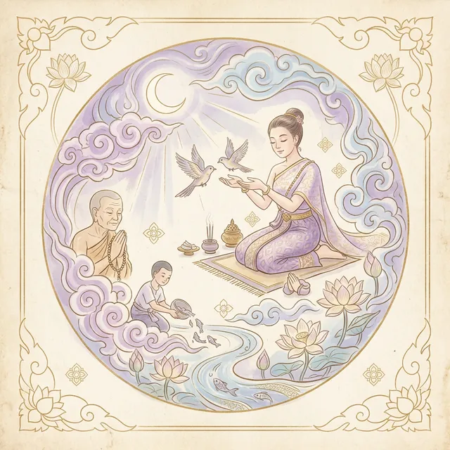 คาถาปล่อยปลา คำอธิษฐาน: รวมบทสวดปล่อยปลาดุก ปลาไหล เต่า นก พร้อมบทกรวดน้ำ (ฉบับสมบูรณ์)