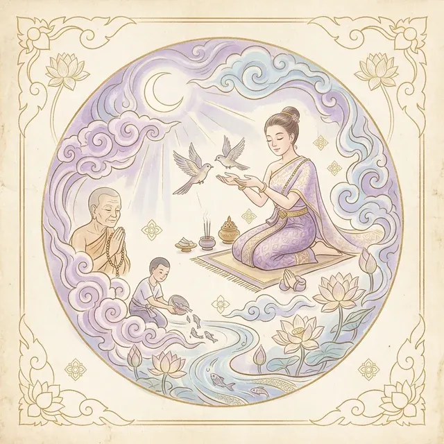 คาถาปล่อยปลา คำอธิษฐาน: รวมบทสวดปล่อยปลาดุก ปลาไหล เต่า นก พร้อมบทกรวดน้ำ (ฉบับสมบูรณ์)