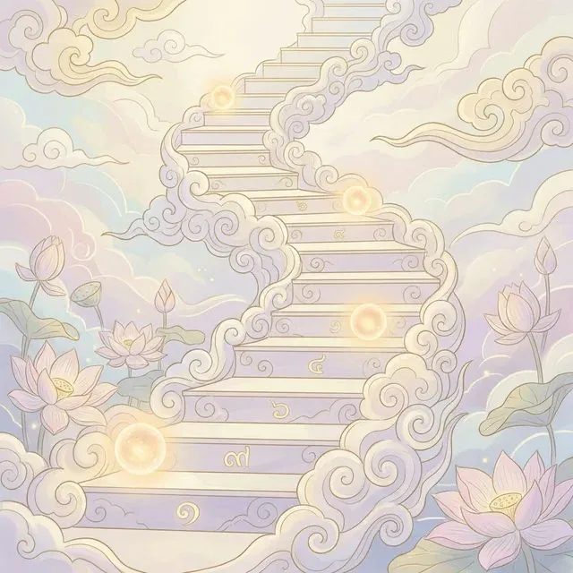 ภาพประกอบแสดงวิธีการนับขั้นบันไดและชานพักที่ถูกต้องในสไตล์ภาพวาดสีพาสเทลสวยงาม